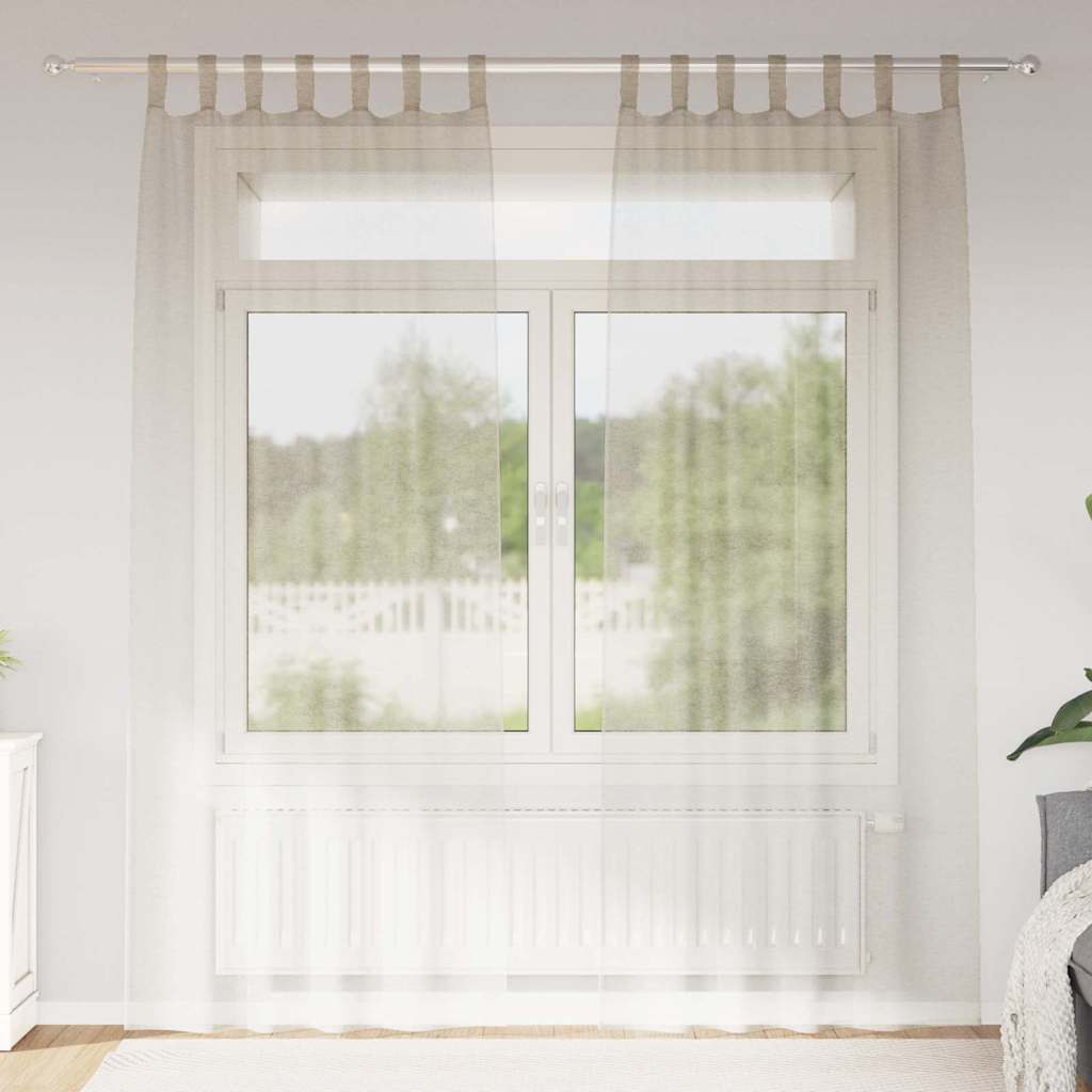 Voile zavjesa sa zavjesama 2 pcs Pijesak 225 x 140 cm Poliester