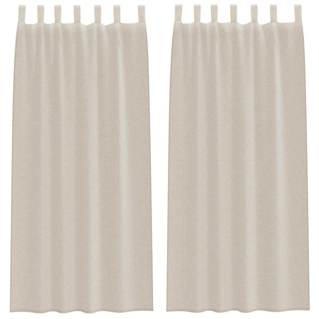 Voile zavjesa sa zavjesama 2 pcs Pijesak 225 x 140 cm Poliester
