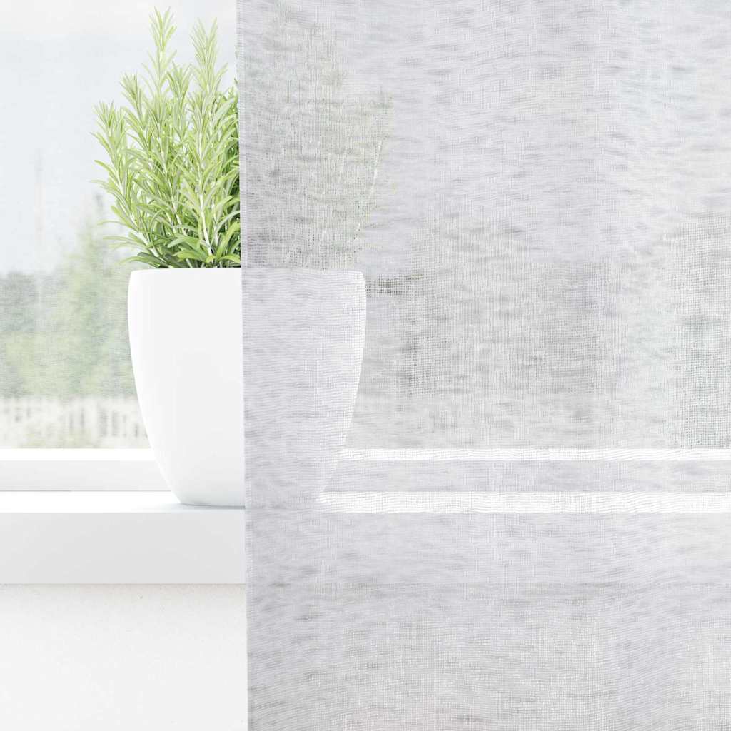 Voile zavjesa 2 kom. Svijetlo siva 175 x 140 cm Poliester