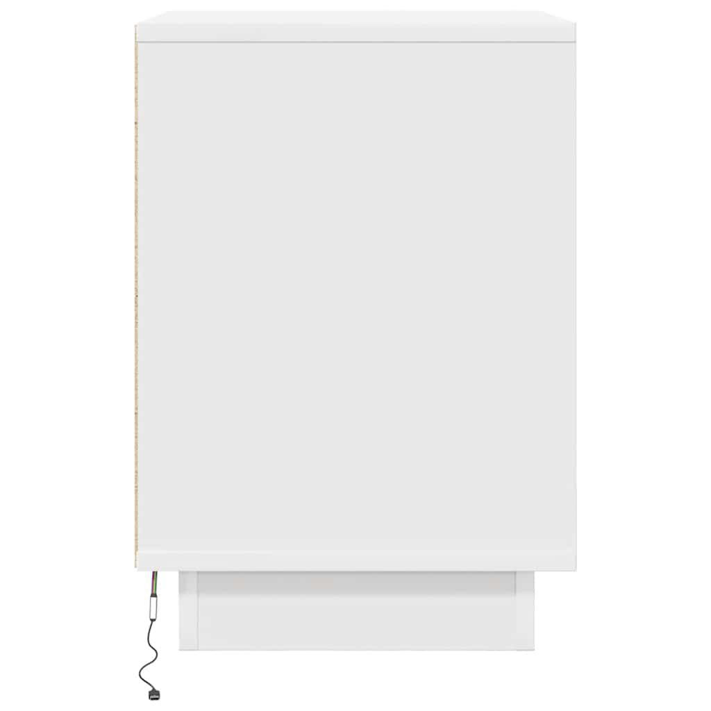 Noćni ormarić s LED svjetlima bijeli 38x34x50 cm