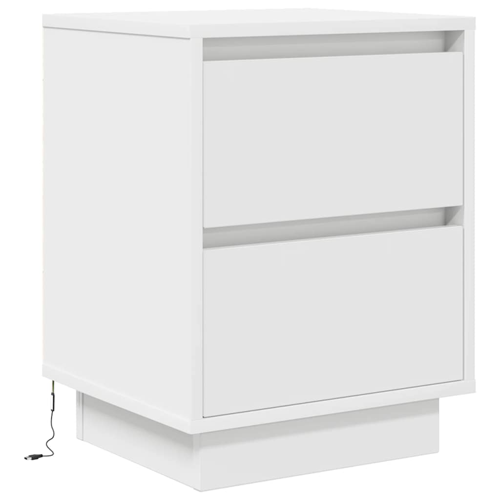 Noćni ormarić s LED svjetlima bijeli 38x34x50 cm Smeđa