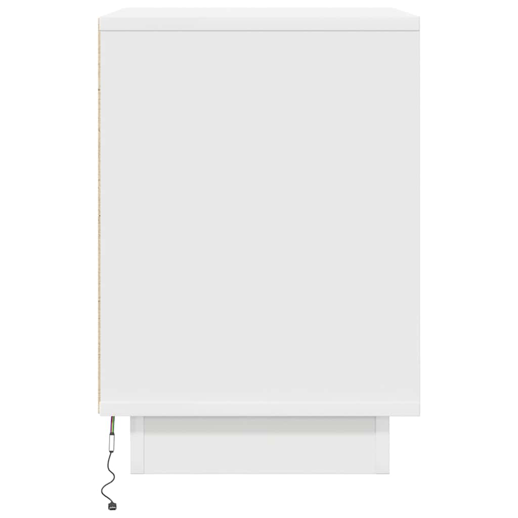 Noćni ormarić s LED svjetlima bijeli 38x34x50 cm Smeđa