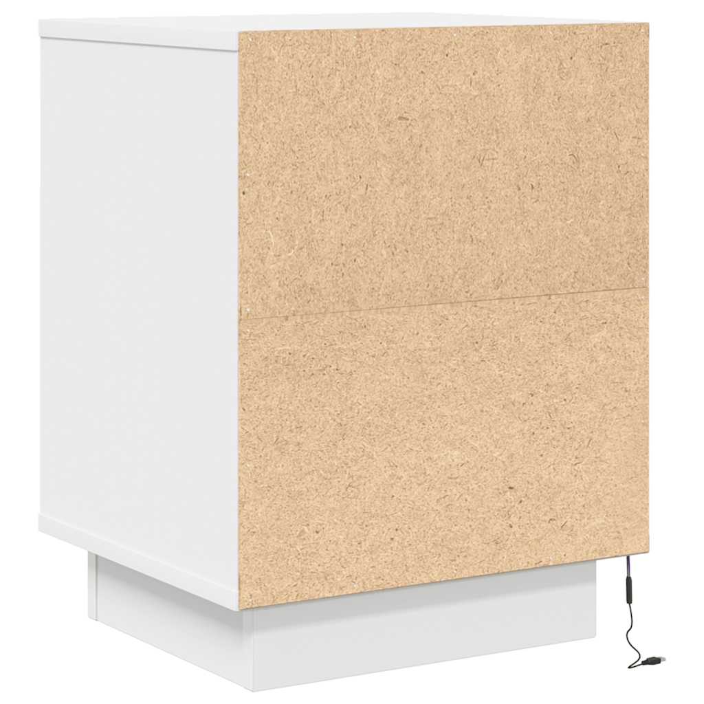 Noćni ormarić s LED svjetlima bijeli 38x34x50 cm Smeđa