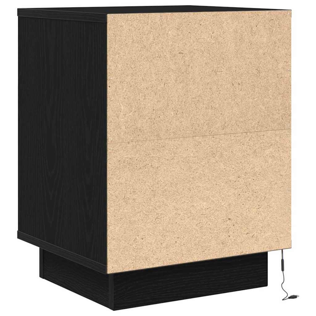 Noćni ormarići s LED svjetlima 2 kom crni 38x34x50 cm