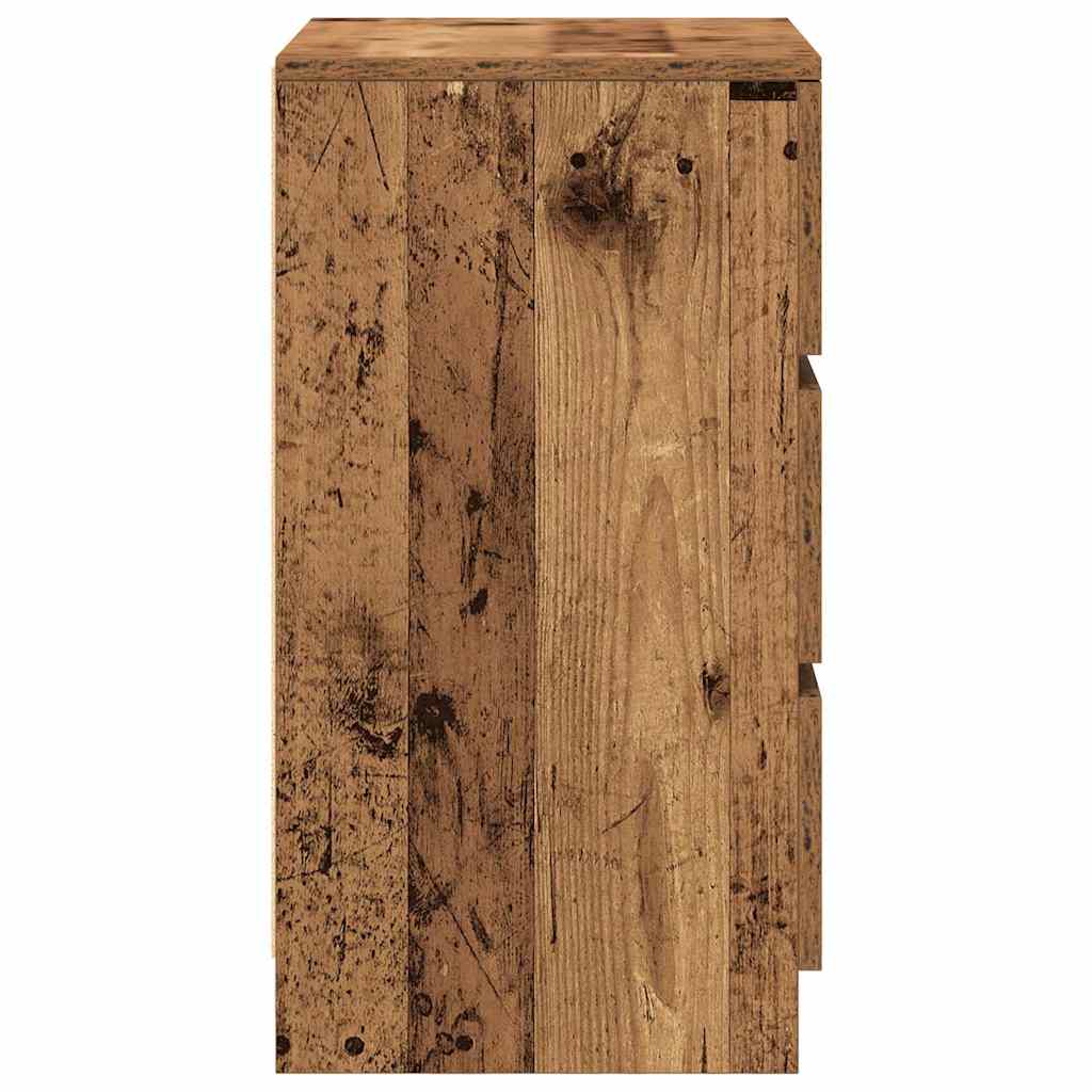 Noćni ormarići s 3 ladice 2 kom staro drvo 39x35x65 cm
