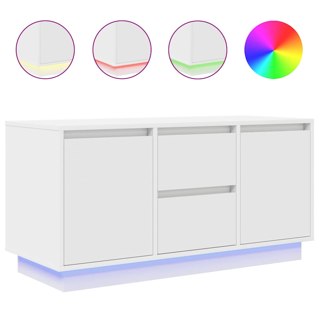 TV ormarić s LED svjetlima bijeli 100x41x50 cm