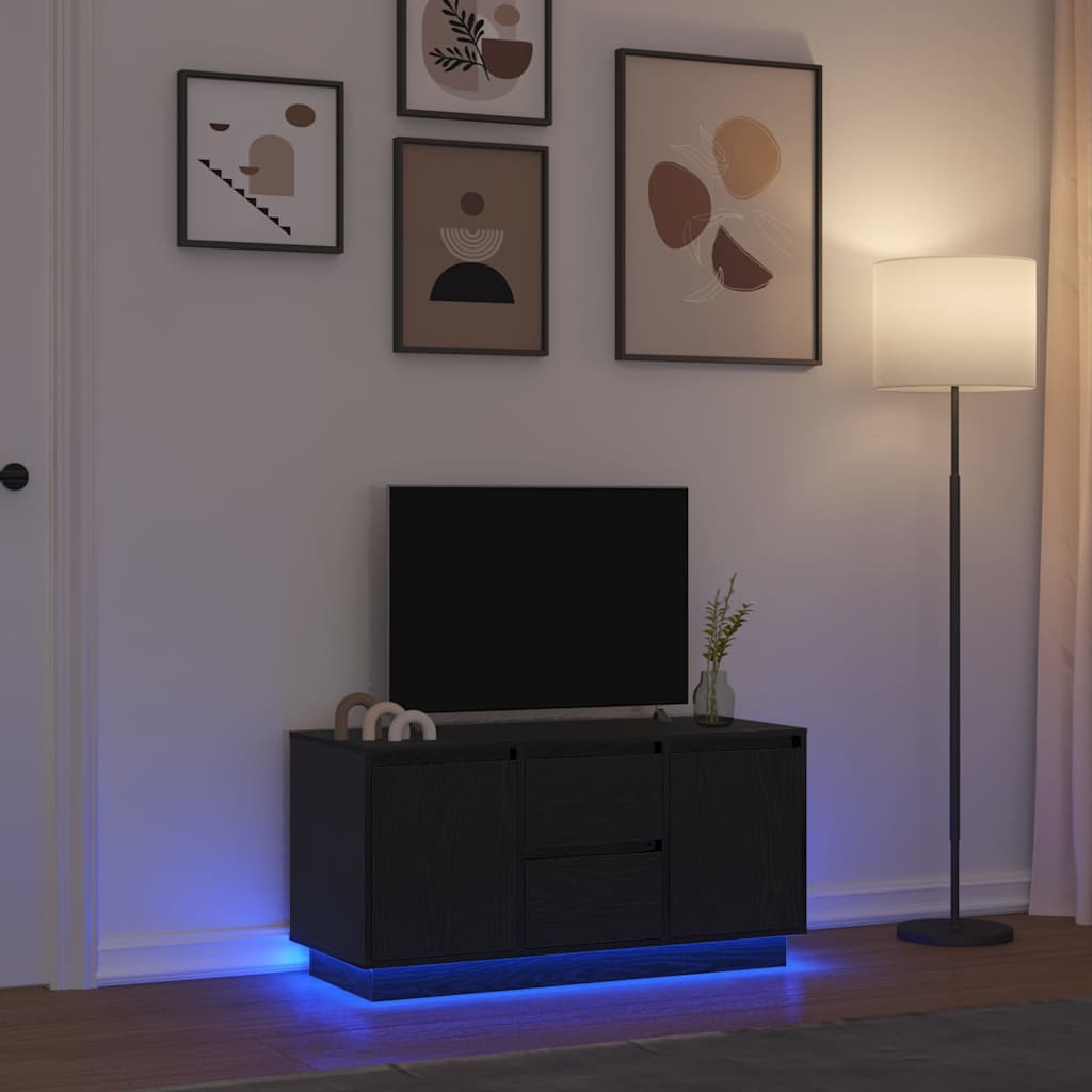 TV ormarić s LED svjetlima crni 100x41x50 cm