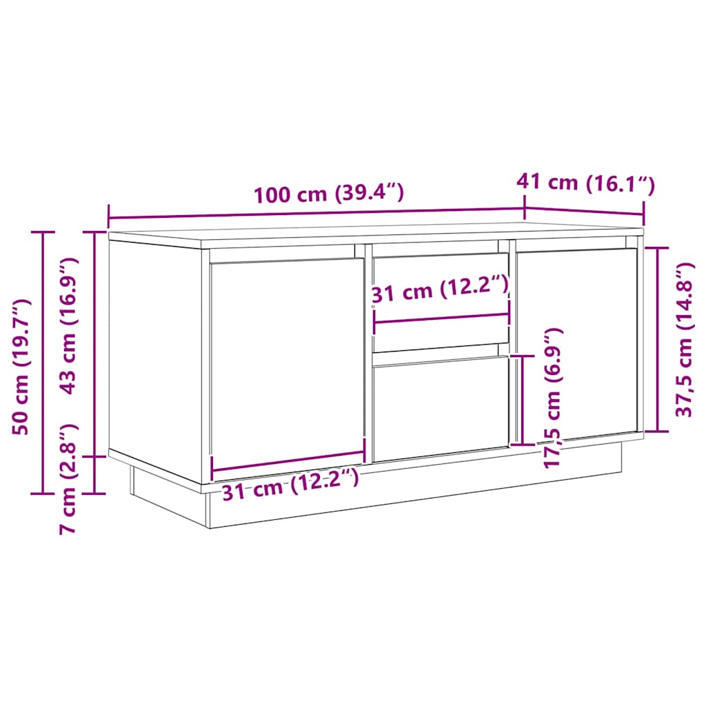 TV ormarić s LED svjetlima boja hrasta sonome 100x41x50 cm