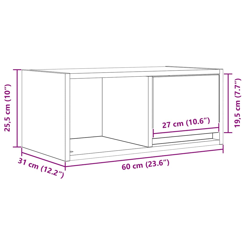 TV ormarić boja dimljenog hrasta 60x31x25,5cm konstruirano drvo
