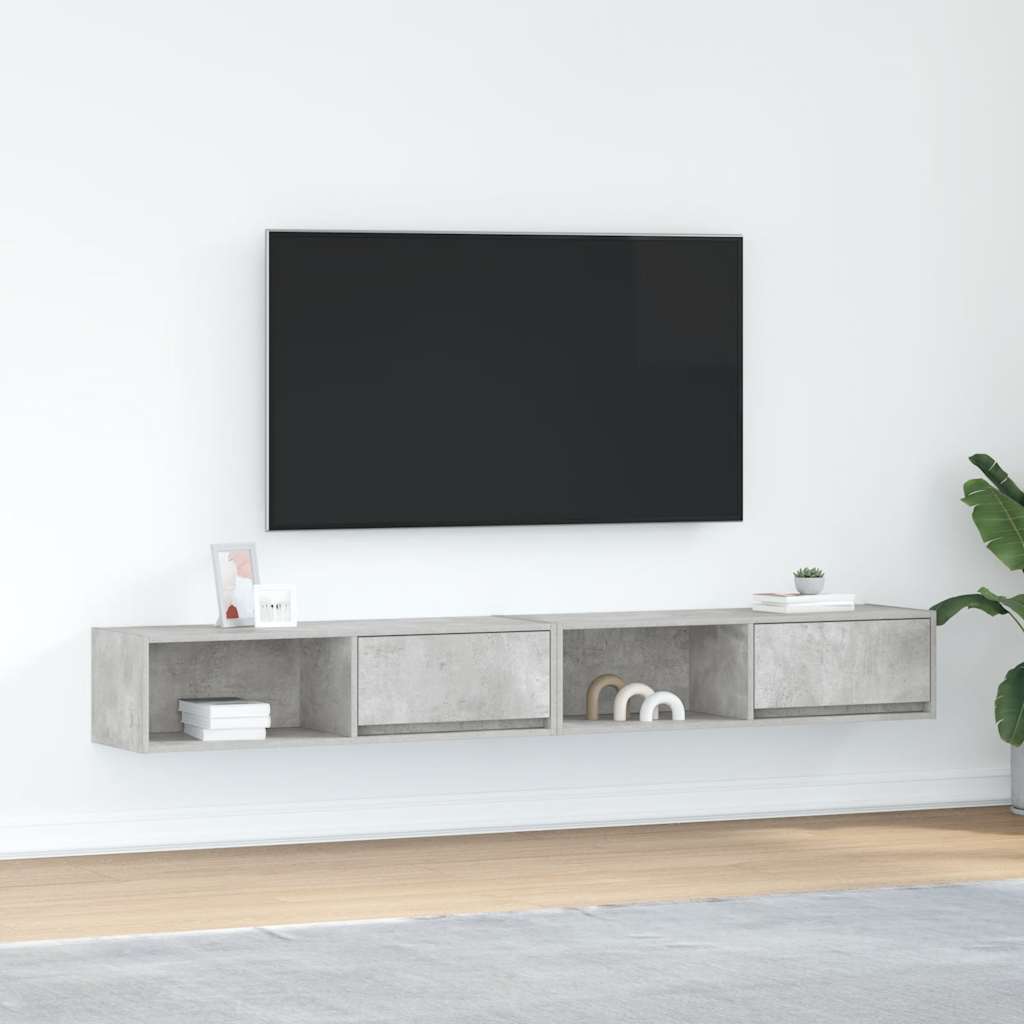 TV ormarići 2 kom boja betona 100x31x25,5 cm konstruirano drvo