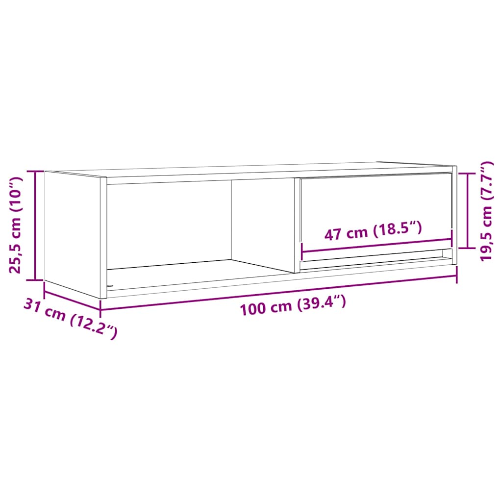 TV ormarić boja dimljenog hrasta 100x31x25,5 cm