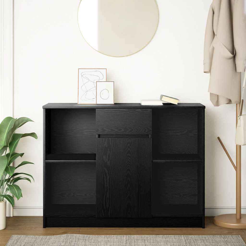 Komoda s ladicama crni hrast 101x35x76 cm konstruirano drvo