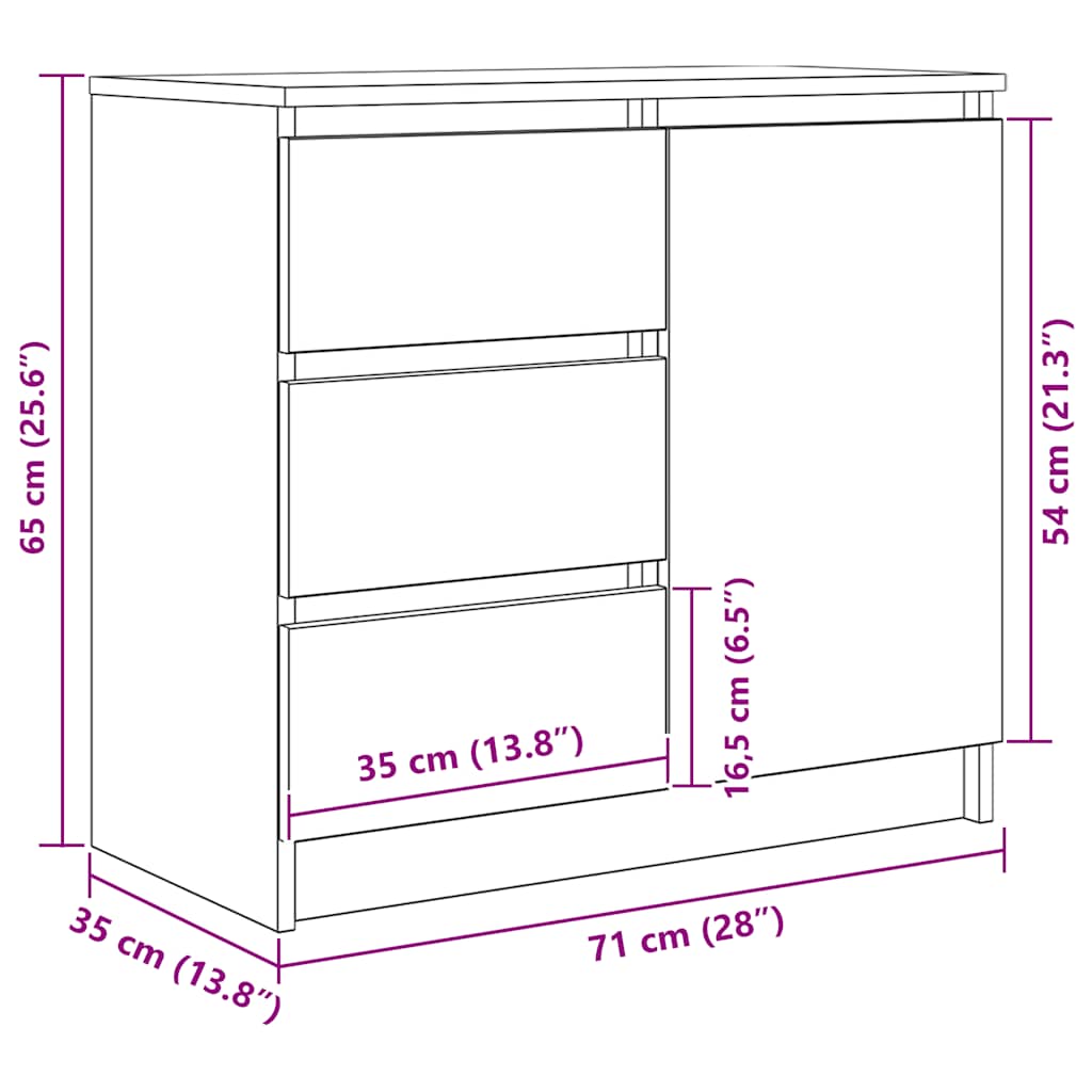 Komoda s ladicama hrasta sonome 71x35x65 cm konstruirano drvo