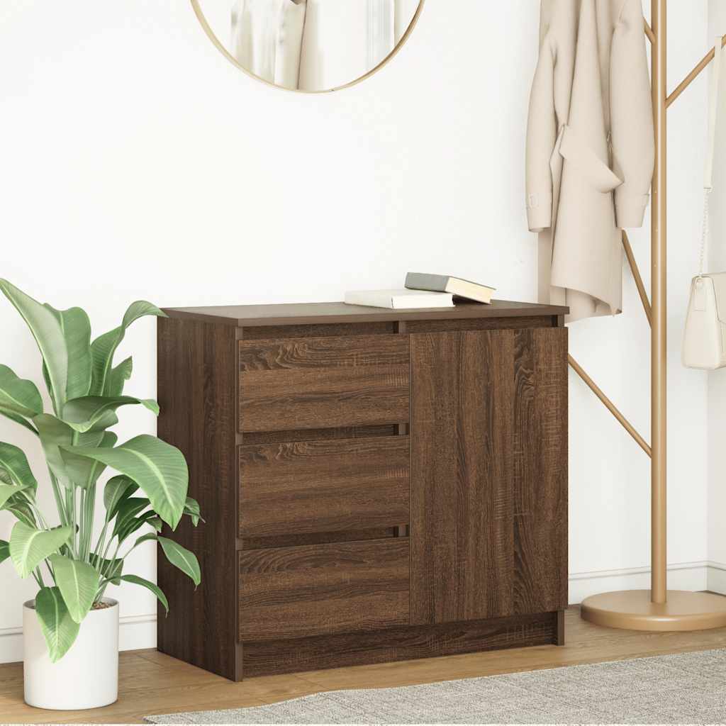 Komoda s ladicama smeđeg hrasta 71x35x65 cm konstruirano drvo