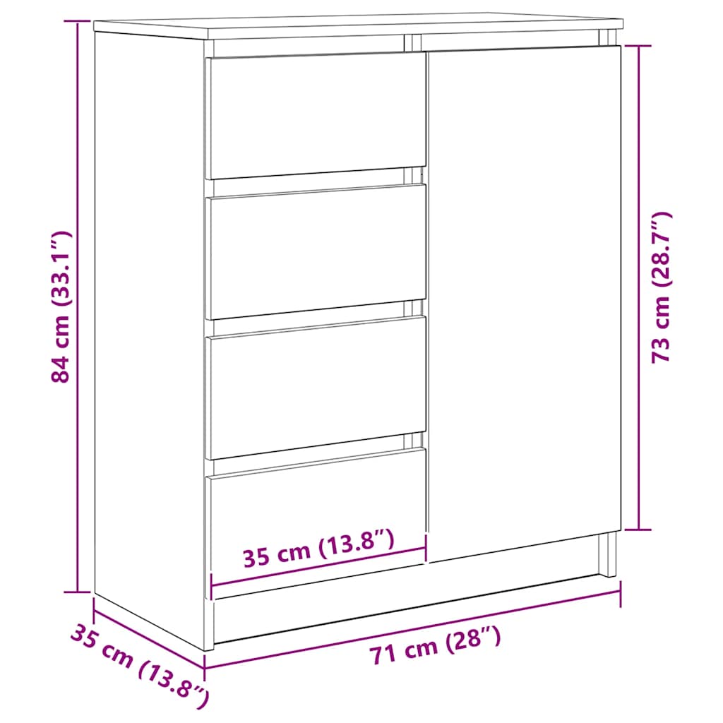Komoda s ladicama sonoma hrast 71x35x84 cm izrađeno drvo