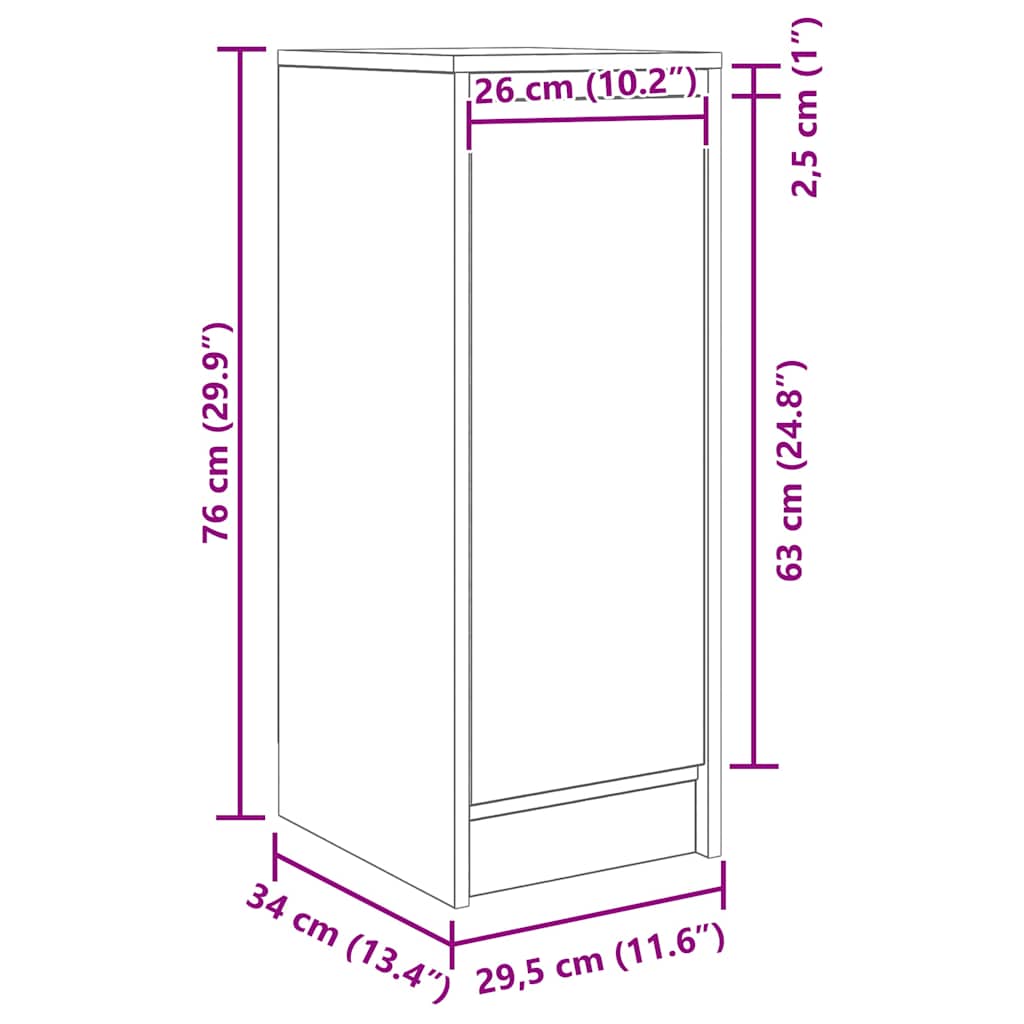 Komoda crni hrast 29,5x34x76 cm konstruirano drvo