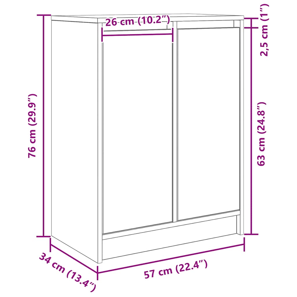 Komoda dimljeni hrast 57x34x76 cm od konstruiranog drva