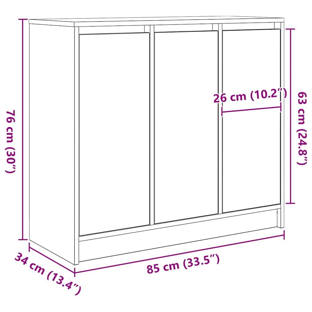 Komoda boja hrasta artisan 85x34x76 cm konstruirano drvo