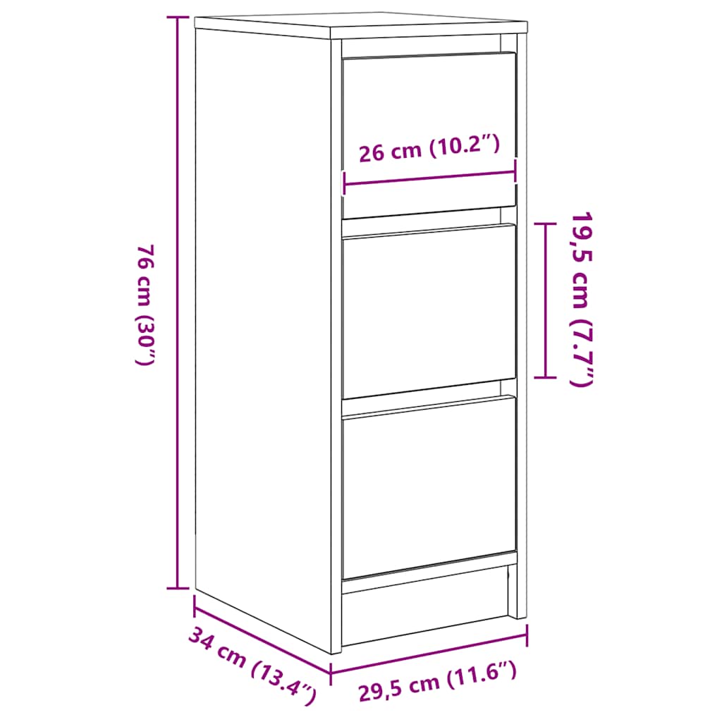 Komoda crni hrast 29,5x34x76 cm konstruirano drvo