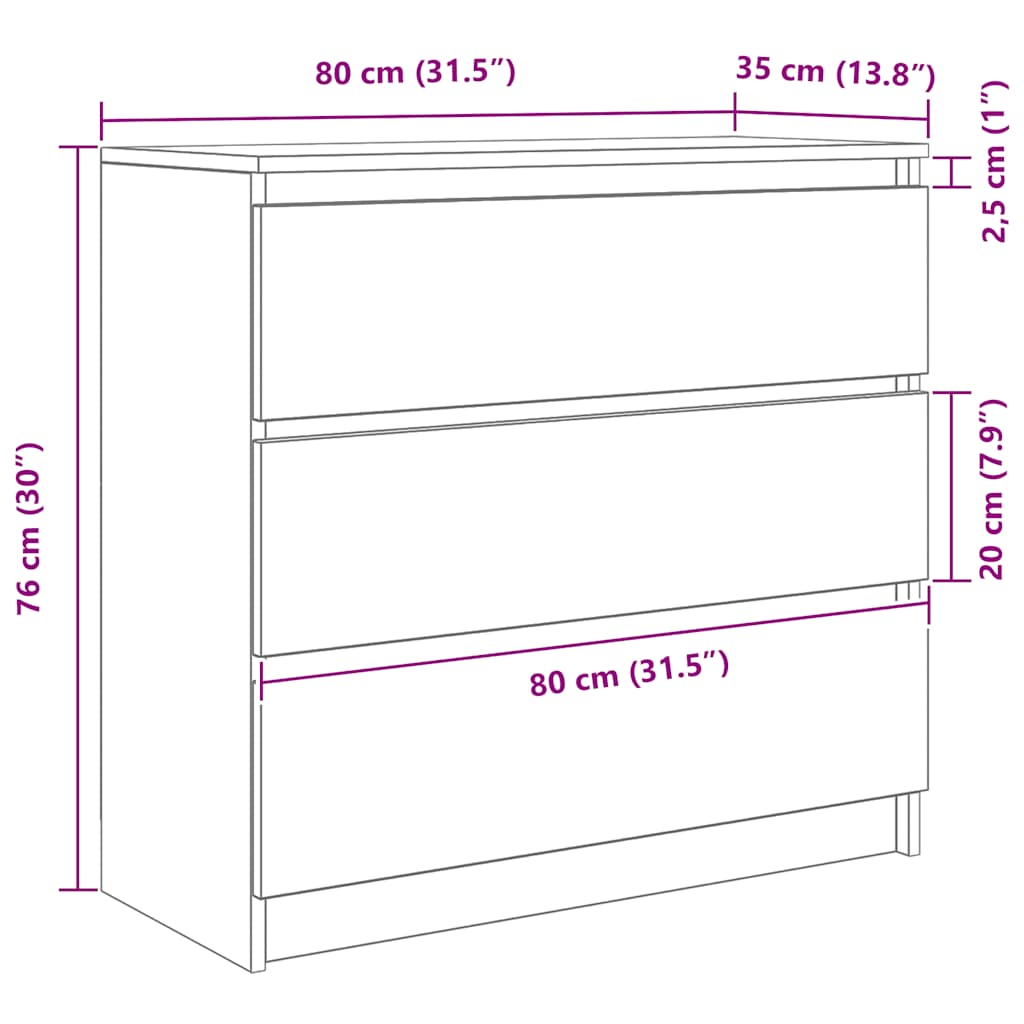 Komoda siva boja betona 80x35x76 cm od konstruiranog drva