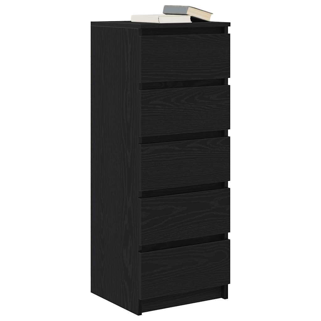 Komoda s ladicama crni hrast 37,5x35x99 cm konstruirano drvo