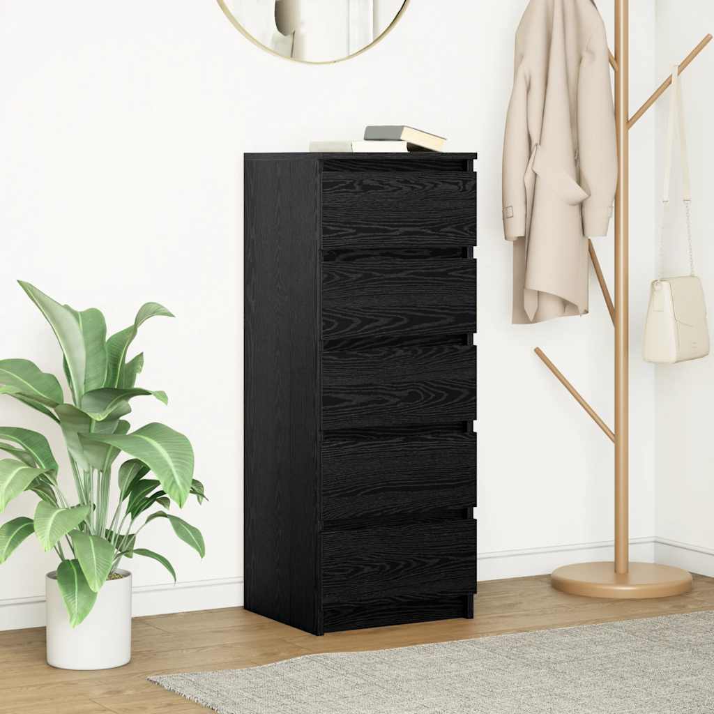 Komoda s ladicama crni hrast 37,5x35x99 cm konstruirano drvo