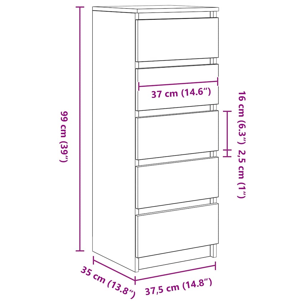 Komoda s ladicama sonoma hrast 37,5x35x99 cm izrađeno drvo
