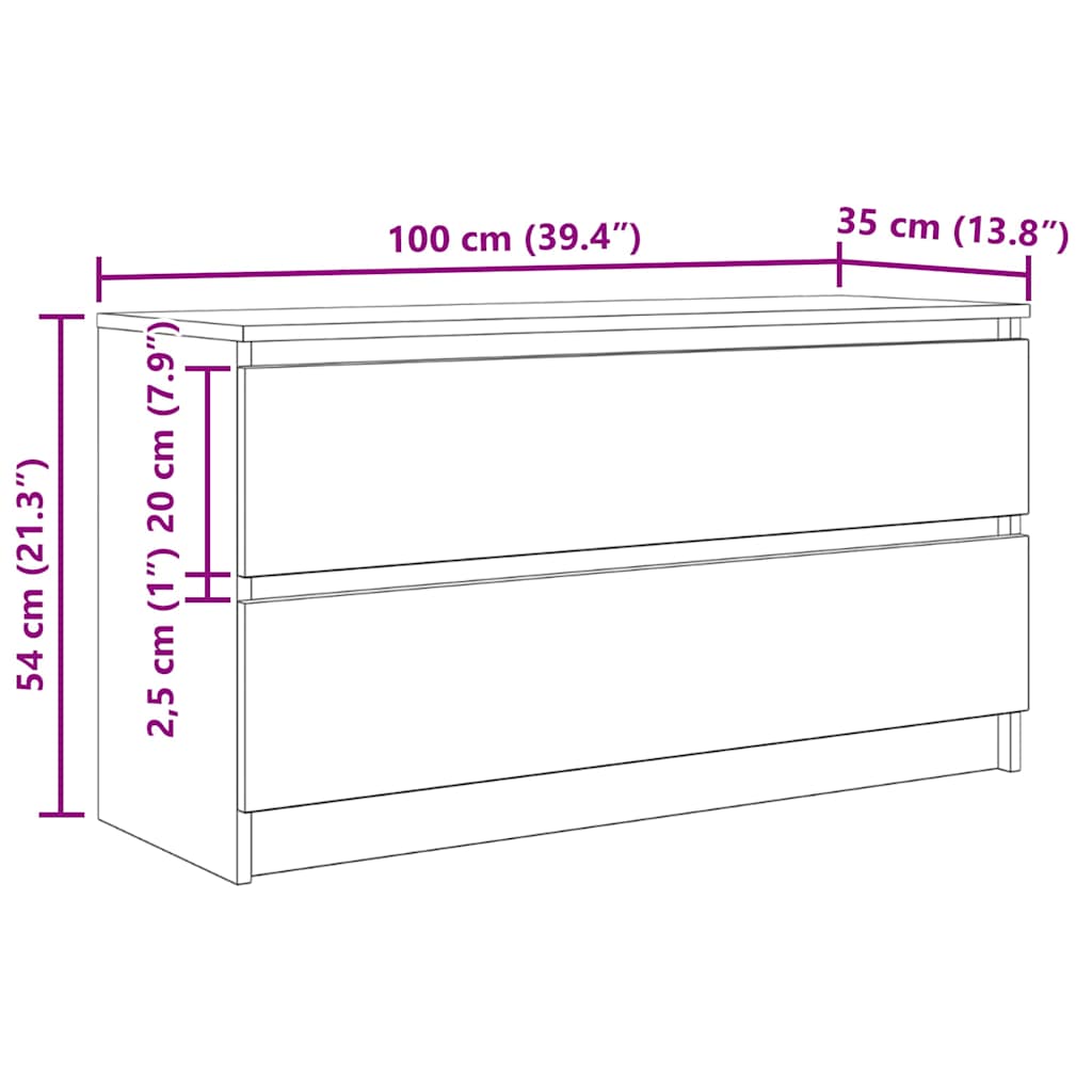 TV ormarić boja dimljenog hrasta 100x35x54 cm konstruirano drvo