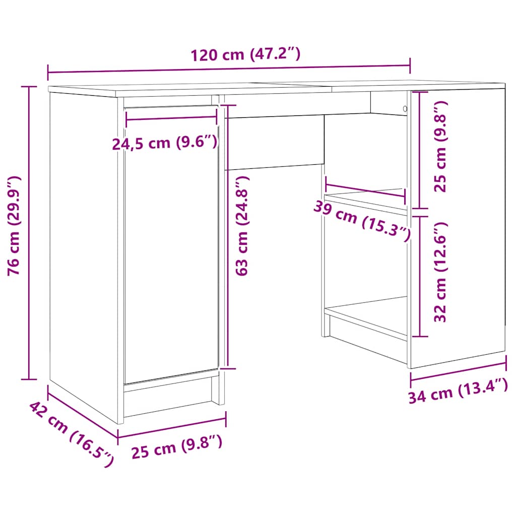 Stol Artisan hrast 120x42x76 cm konstruirano drvo