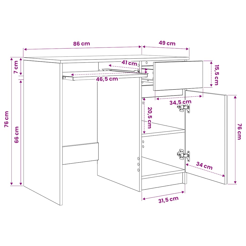 Stol dimljeni hrast 86x49x76 cm konstruirano drvo