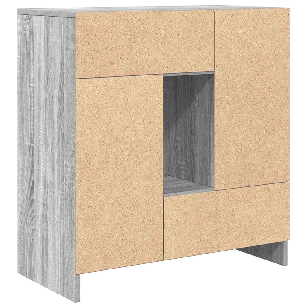 Komoda s ladicama i vratima siva sonoma 70,5x34x74,5 cm