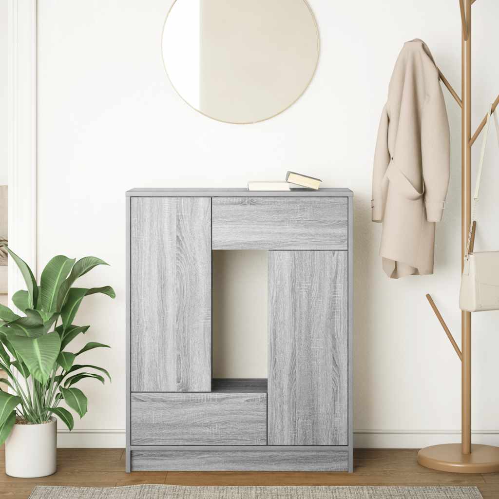 Komoda s ladicama i vratima siva sonoma 73x31x90 cm
