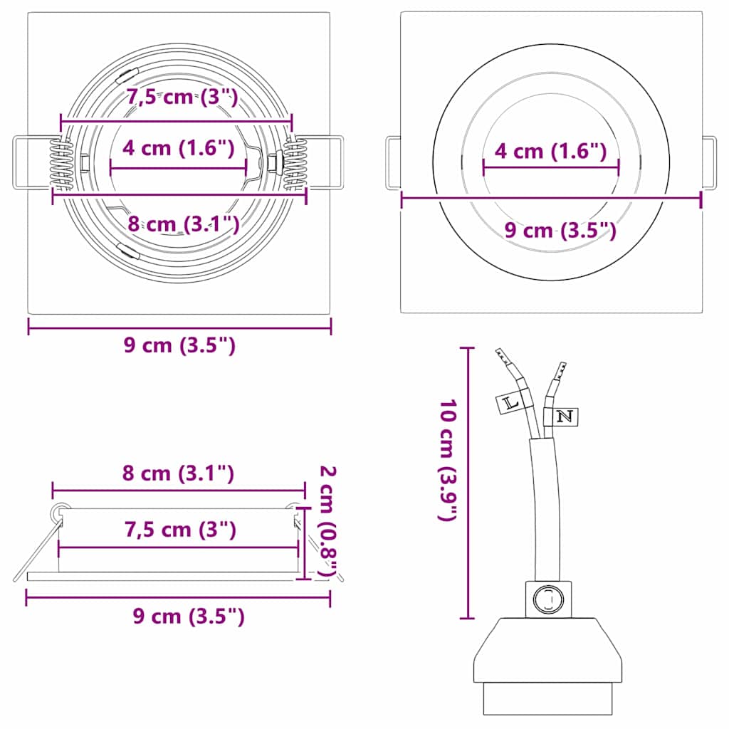 Reflektor 12 pcs Srebrno 9 x 9 x 2 cm Aluminij