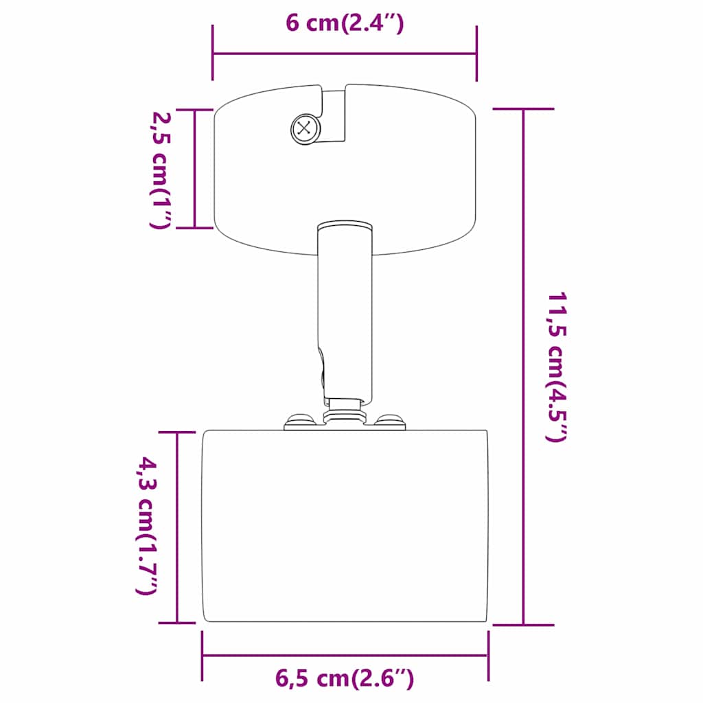 Stropni reflektor s reflektorima Crna 6,5 x 6 x 11,5 cm Metal