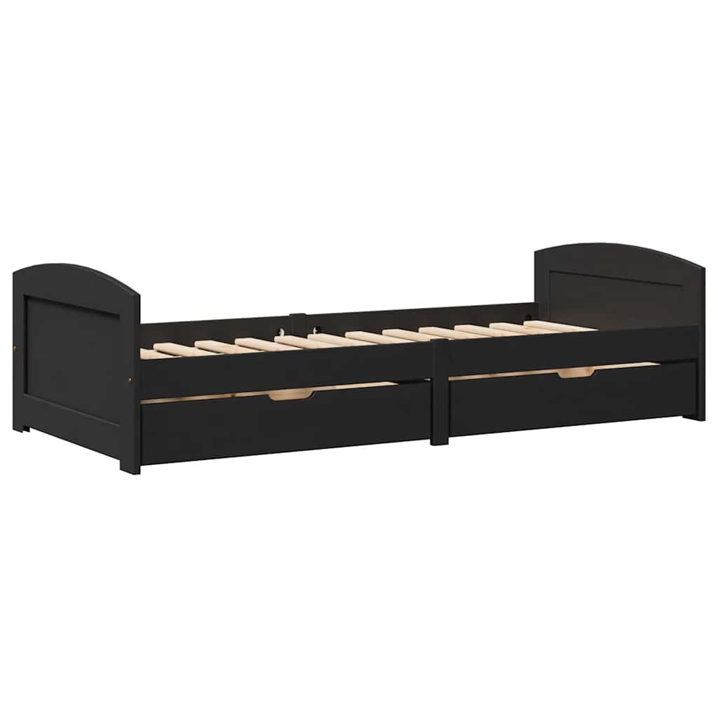 Dnevni krevet s 2 ladice bez madraca "IRUN" crni 90x200 cm