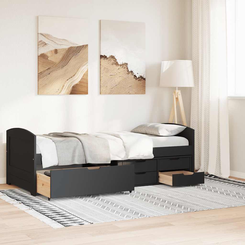 Dnevni krevet s 5 ladica bez madraca "IRUN" crni 90x200 cm