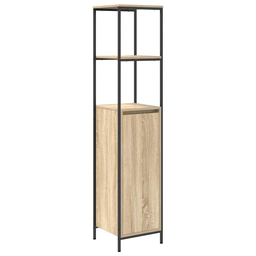 Set namještaja za kupaonicu s policom 2 pcs Sonoma hrast i crna