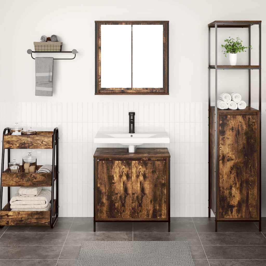 Dvodijelni set kupaonskog namještaja, dimljeni hrast, inženjersko drvo