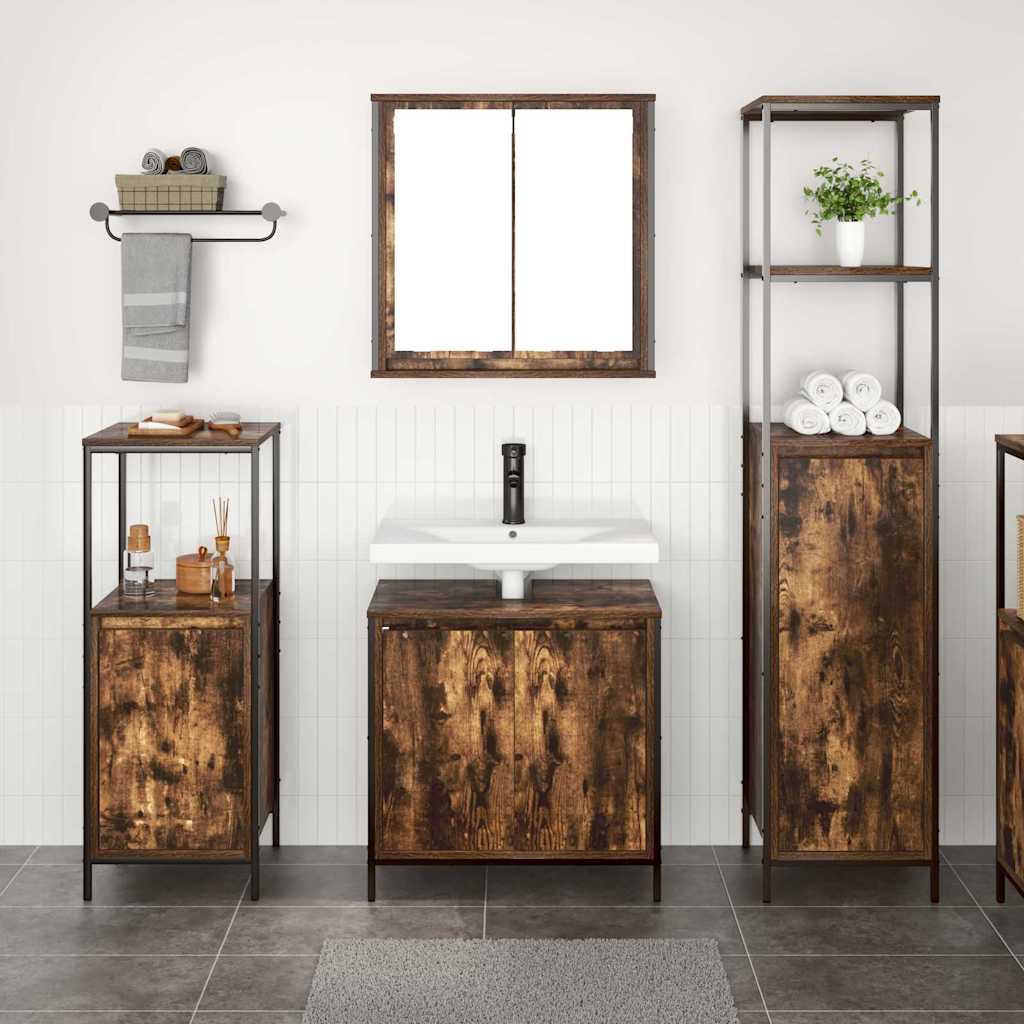 Set namještaja za kupaonicu Zidne 3 pcs Dimnjeni hrast i crna