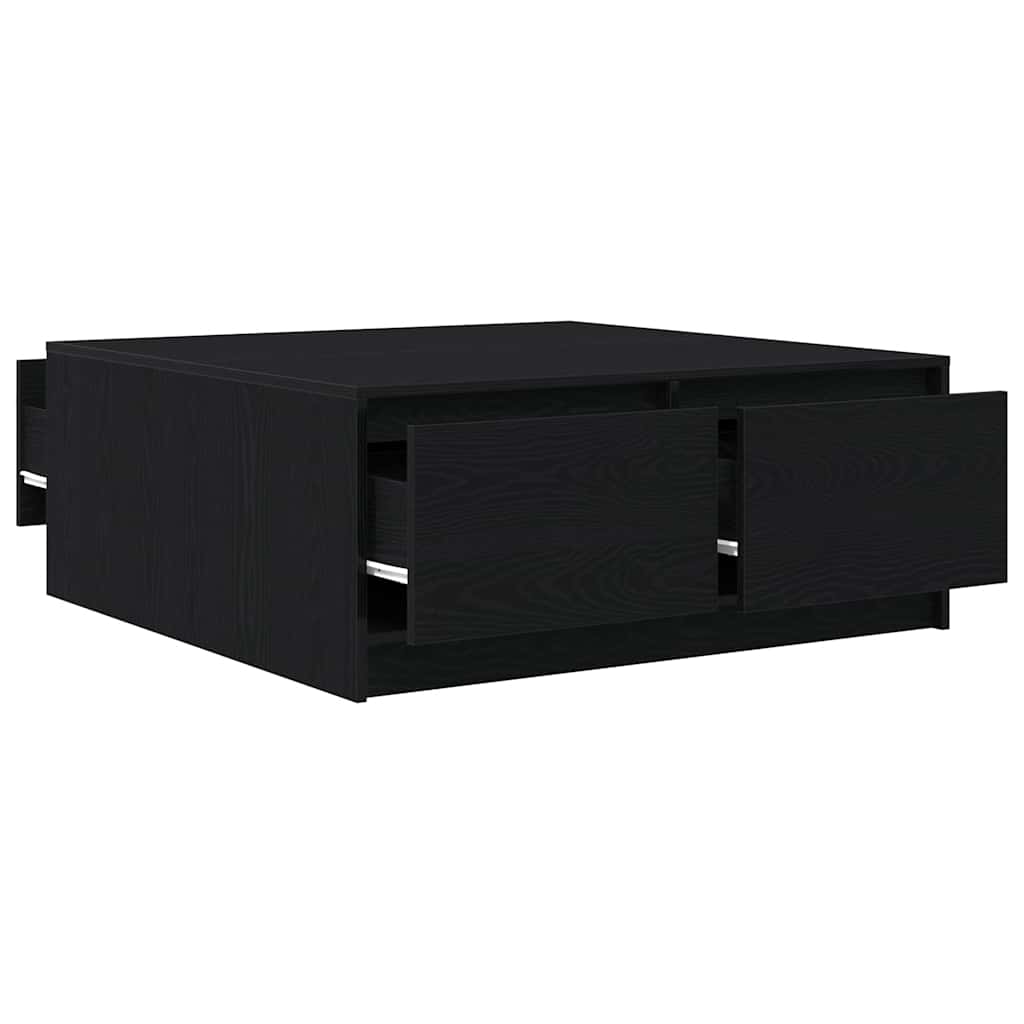 stol za kavu s ladicama crni hrast 100x100x40 cm
