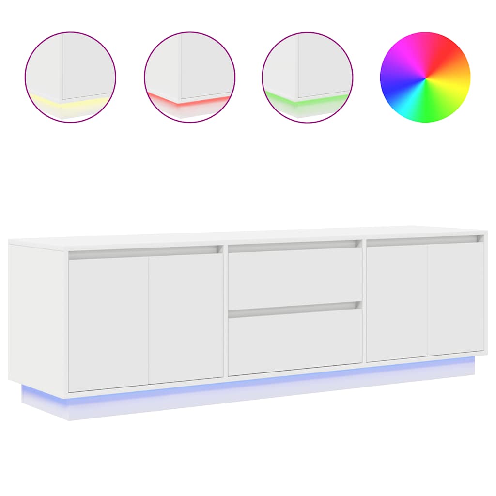 TV ormarić s LED svjetlima bijeli 160,5x41x50 cm