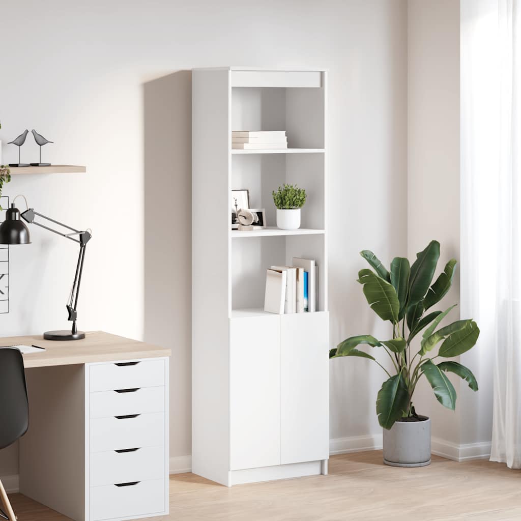 Visoka komoda bijela 50x35x180 cm od konstruiranog drva