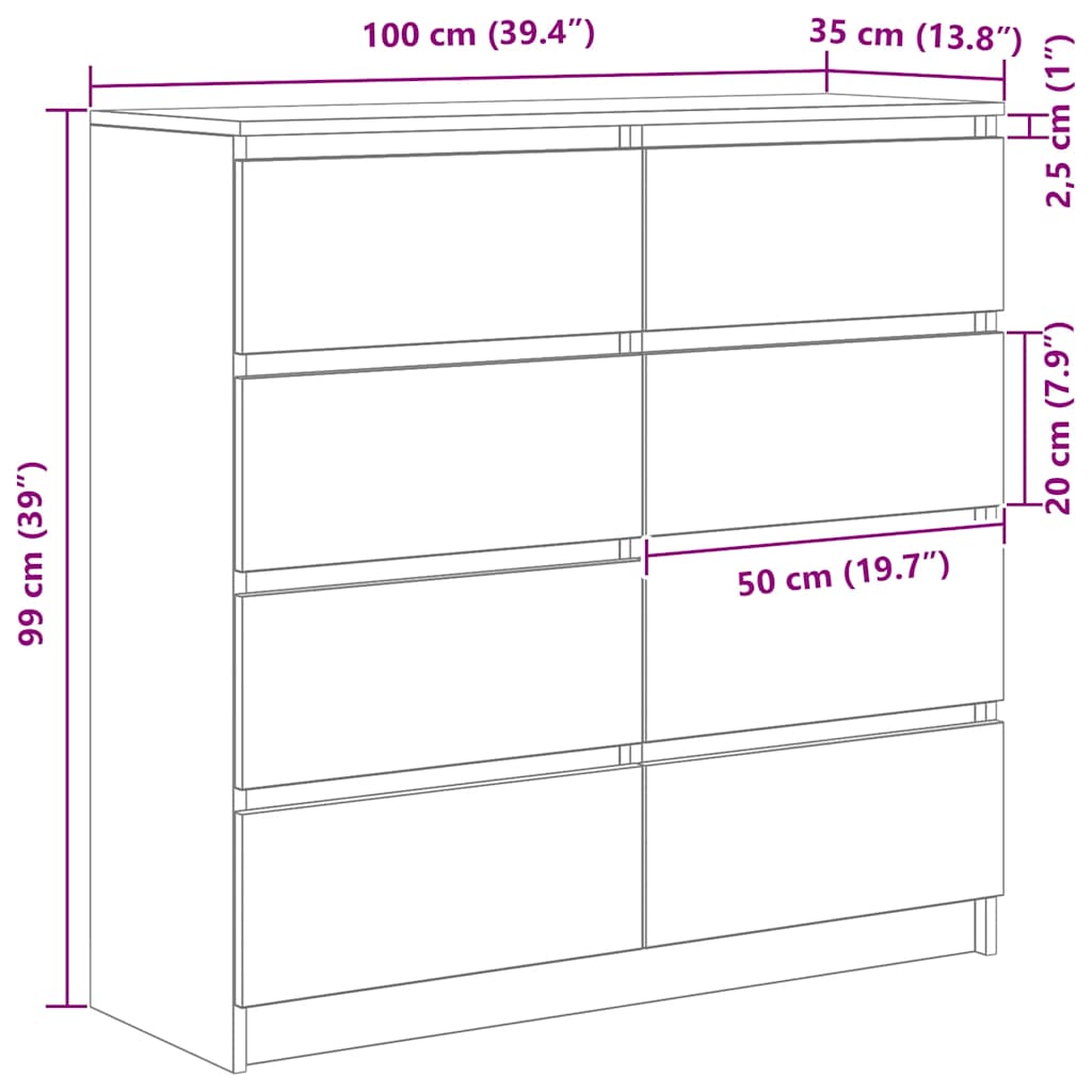 Komoda staro drvo 100x35x99 cm od konstruiranog drva