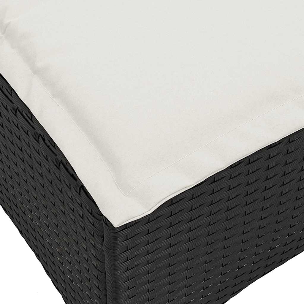 Vrtne stolice s jastucima 2 kom. Crne 55x55x36 cm Poli ratan