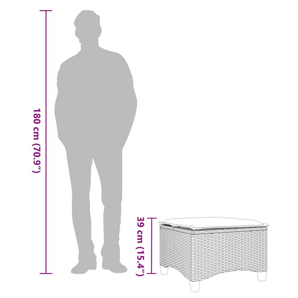 Vrtni tabure s jastucima 2 kom bež 55x55x36 cm poliratan