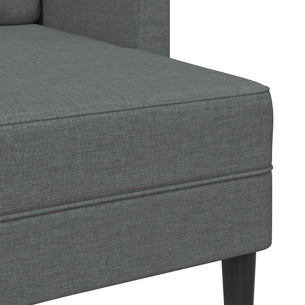 Dvosjed s ležaljkom u obliku slova L, tamno siva, tkanina, 125 cm