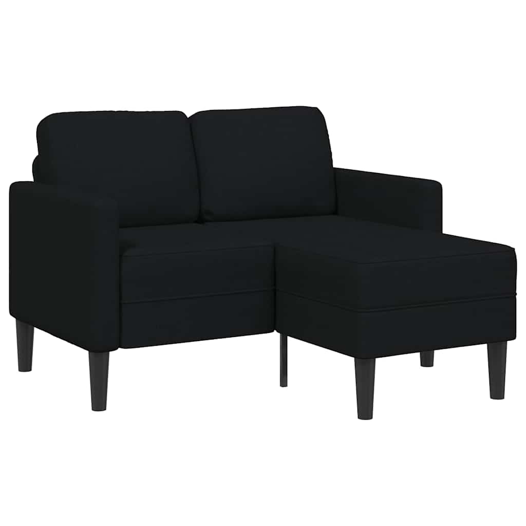 Sofa 2-sjed s ležaljkom u obliku slova L, crna tkanina 125 cm