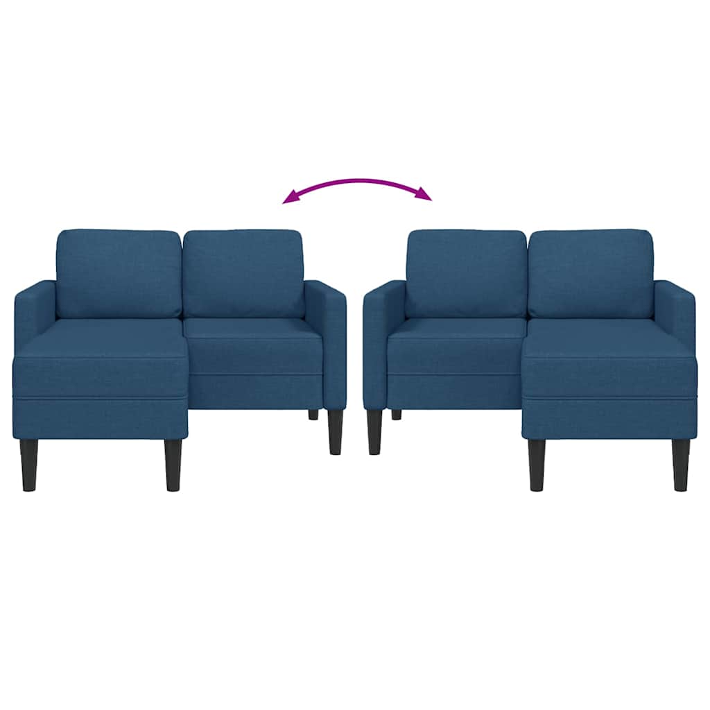 Sofa 2-sjed s ležaljkom u obliku slova L plava 125 cm tkanina