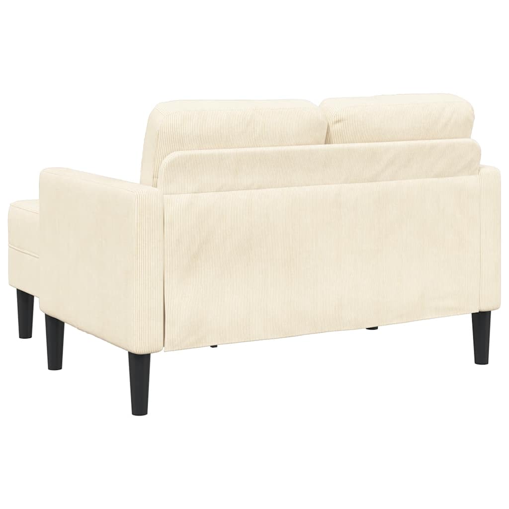 Sofa 2-sjed s ležaljkom u obliku slova L krem 125 cm lan
