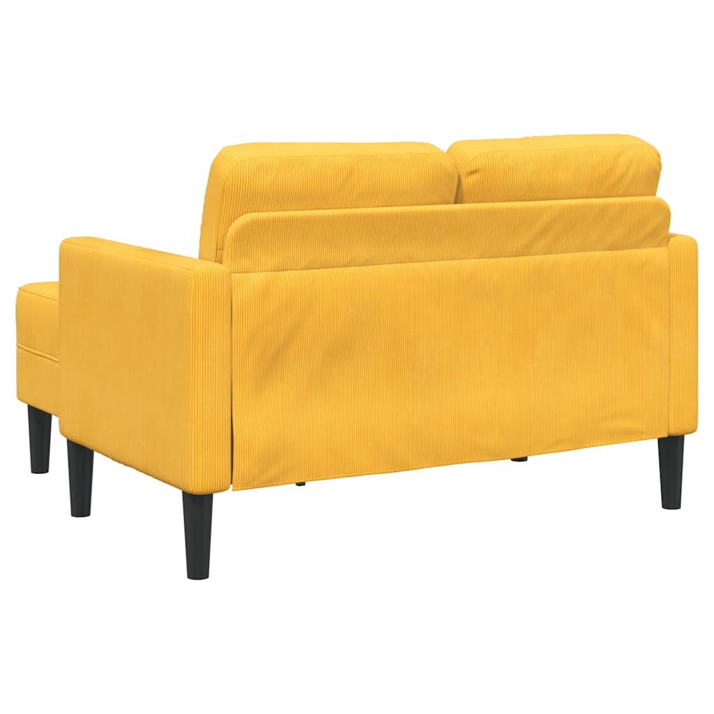 Sofa 2-sjed s ležaljkom u obliku slova L svijetložuta 125cm lan